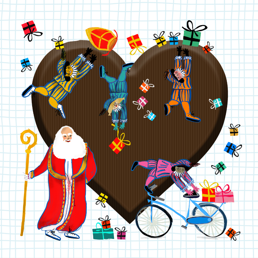 Sinterklaaskaarten - Sinterklaas kaart met chocolade hart