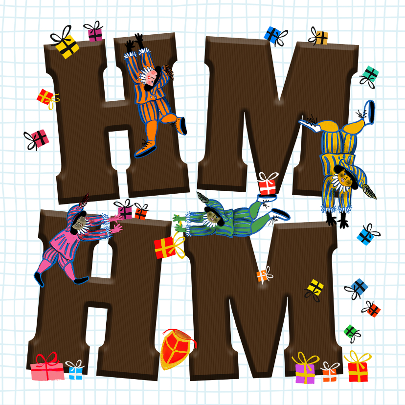 Sinterklaaskaarten - Sinterklaas kaart met letters Hm Hm