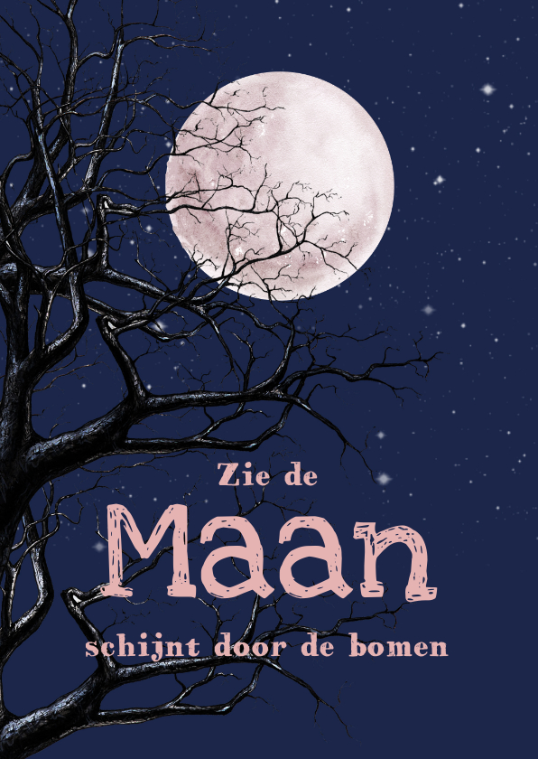 Sinterklaas Maan schijnt door de bomen - Sinterklaaskaarten Sinterklaaskaarten - Sinterklaas Maan schijnt door de bomen