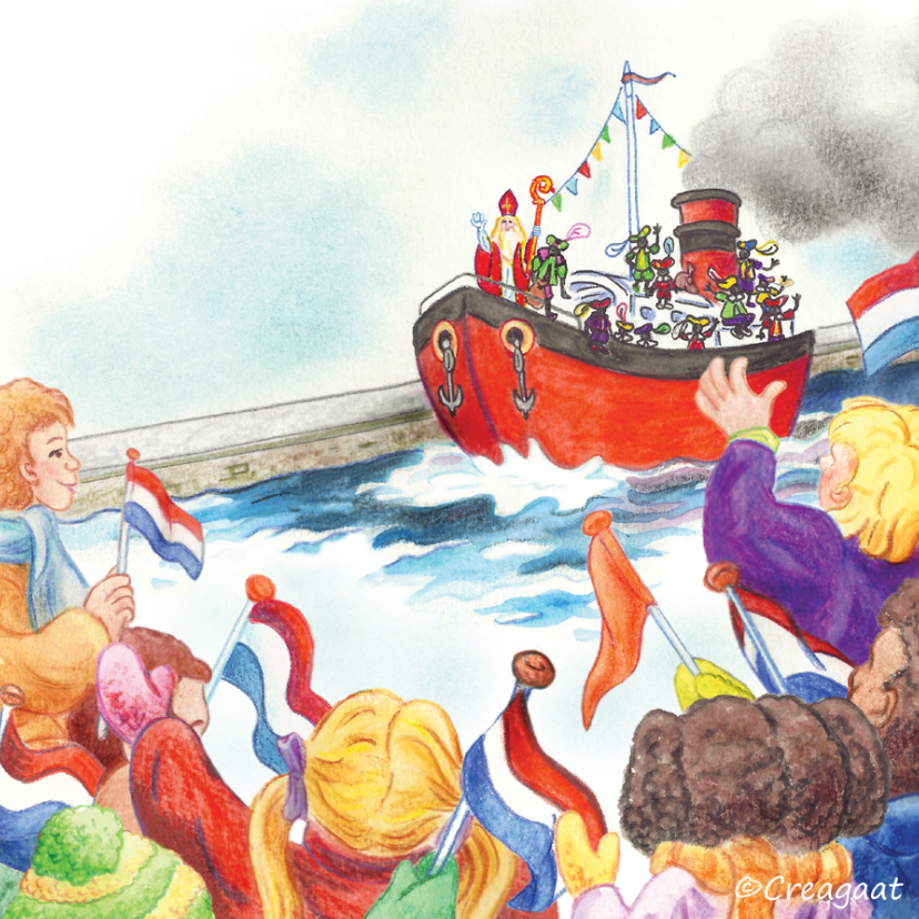 Sinterklaas nostalgische boot - Sinterklaaskaarten Sinterklaaskaarten - Sinterklaas nostalgische boot