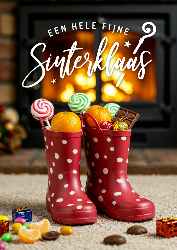 Sinterklaaskaarten - Sinterklaas wenskaart met foto van laarsje zetten