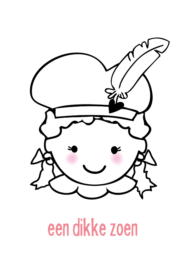Sinterklaaskaart dikke zoen pink - Sinterklaaskaarten Sinterklaaskaarten - Sinterklaaskaart dikke zoen pink