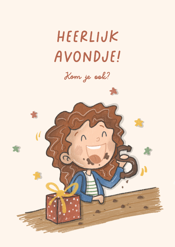Sinterklaaskaart Heerlijk Avondje Chocolade Letter - Sinterklaaskaarten Sinterklaaskaarten - Sinterklaaskaart Heerlijk Avondje Chocolade Letter