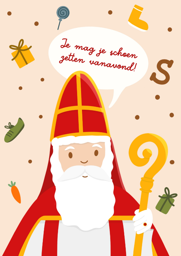 Sinterklaaskaart je mag je schoen zetten - Sinterklaaskaarten Sinterklaaskaarten - Sinterklaaskaart je mag je schoen zetten