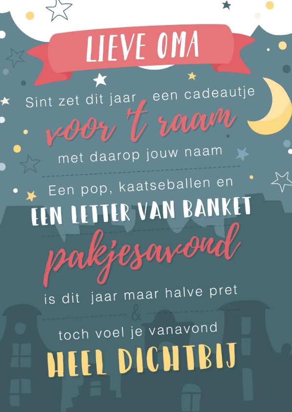 Sinterklaaskaarten - Sinterklaaskaart met gedichtje: We missen jou