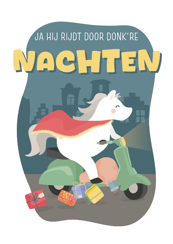 Sinterklaaskaarten - Sinterklaaskaart 'op zijn Vespa ozosnel'