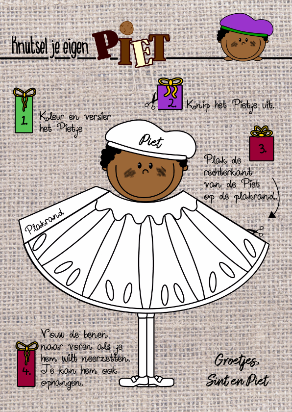 Sinterklaaskaart Pietje knutselen DIY - Sinterklaaskaarten Sinterklaaskaarten - Sinterklaaskaart Pietje knutselen DIY
