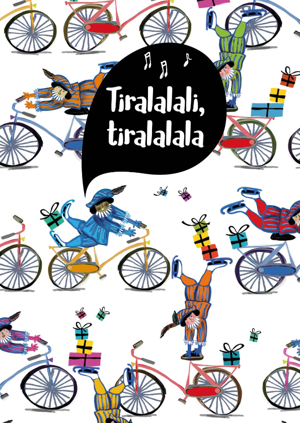 Sinterklaaskaarten - Sinterklaaskaart voor gedicht met acrobatische pietjes 