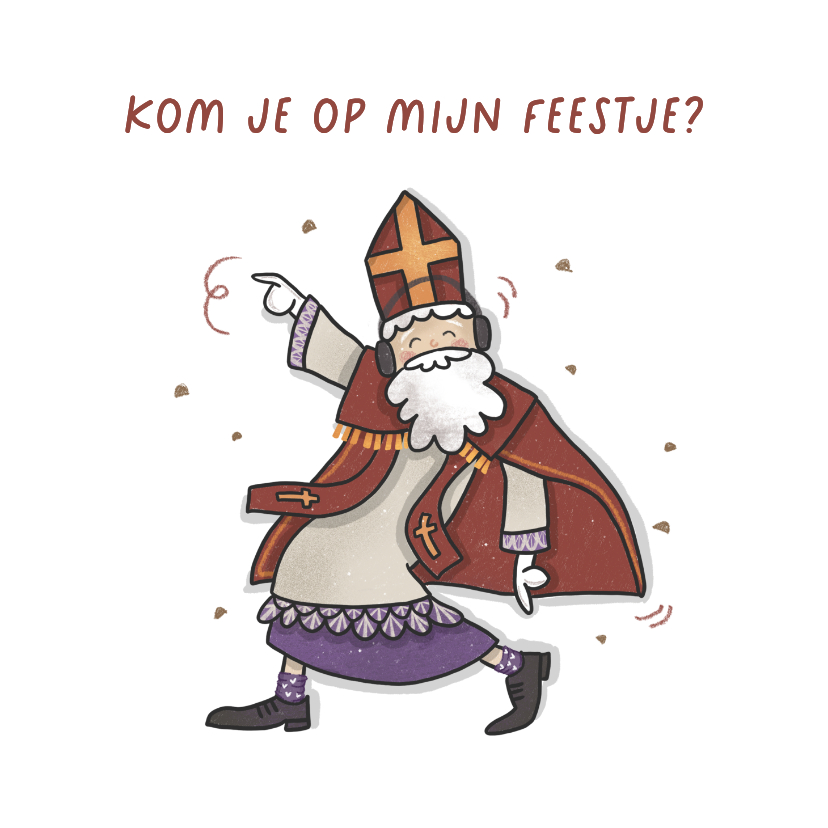 Sinterklaaskaarten - Uitnodiging 'Kom je ook op het feestje van Sinterklaas?'