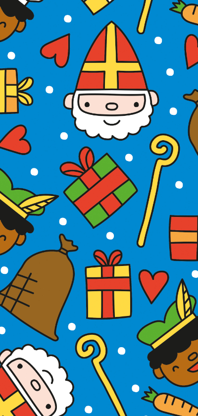 Vrolijk Sinterklaas patroon kaartje - Sinterklaaskaarten Sinterklaaskaarten - Vrolijk Sinterklaas patroon kaartje