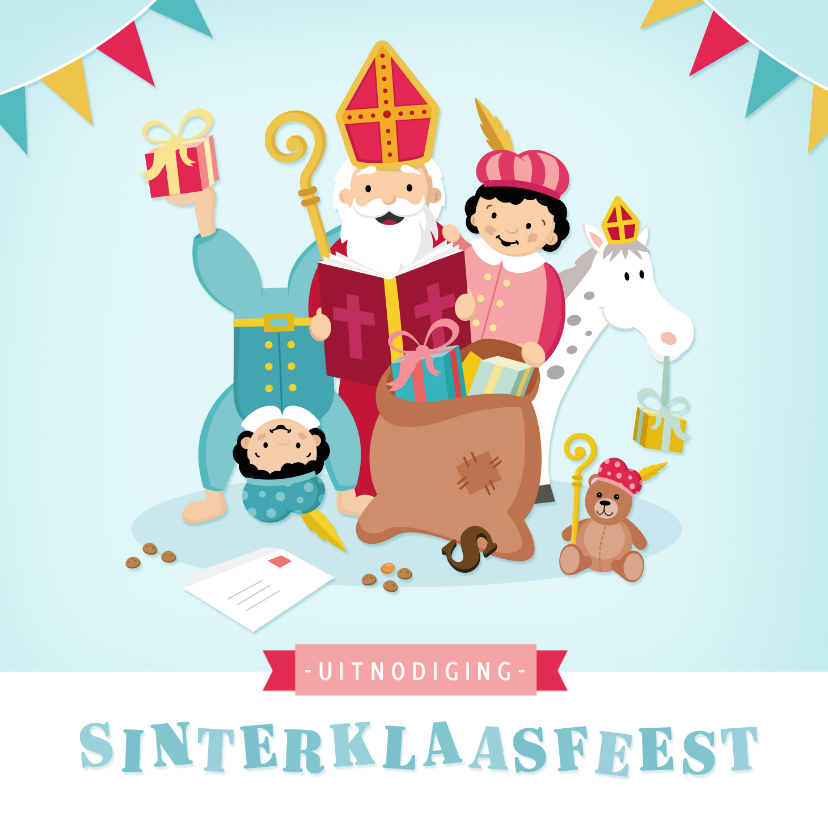 Sinterklaaskaarten - Vrolijke uitnodiging voor een bedrijf Sinterklaasfeest 