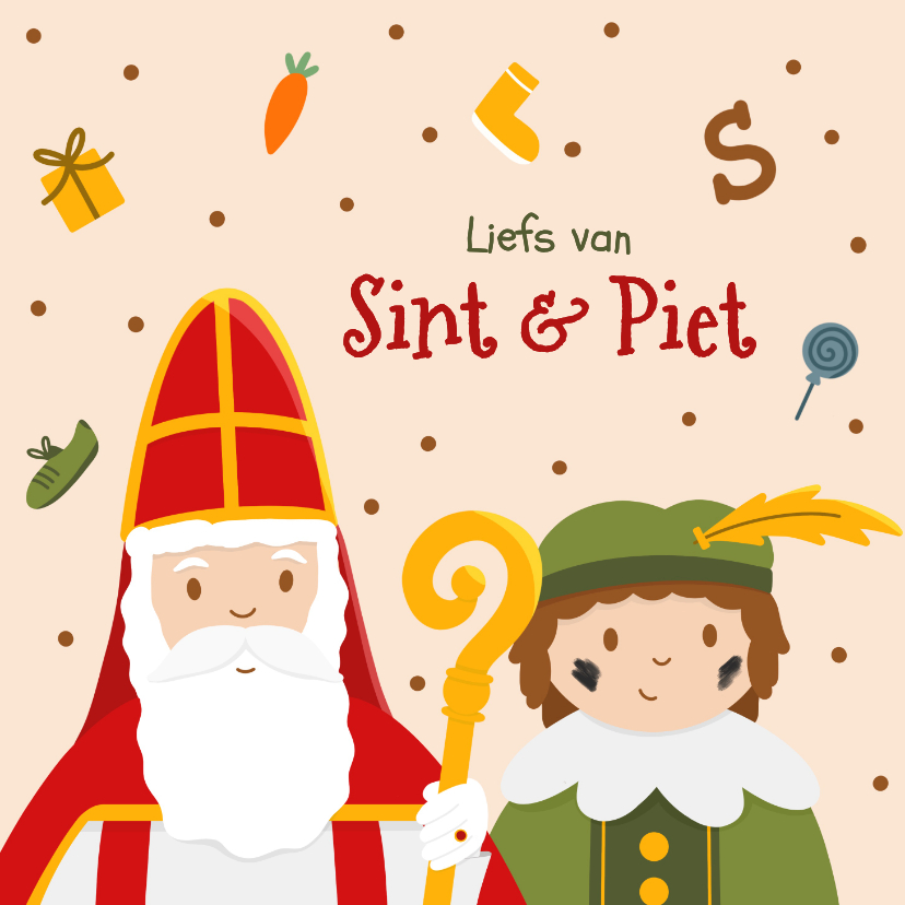 Vrolijke wenskaart Sinterklaas liefs van Sint en Piet - Sinterklaaskaarten Sinterklaaskaarten - Vrolijke wenskaart Sinterklaas liefs van Sint en Piet