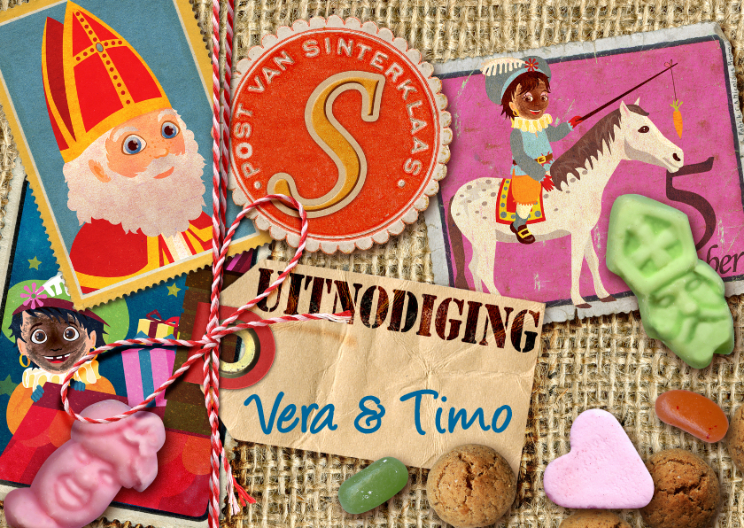 YVON sinterklaaskaart zwarte piet label - Sinterklaaskaarten Sinterklaaskaarten - YVON sinterklaaskaart zwarte piet label