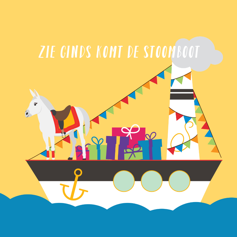 Sinterklaaskaarten - Zie ginds komt de pakjesboot van Sinterklaas