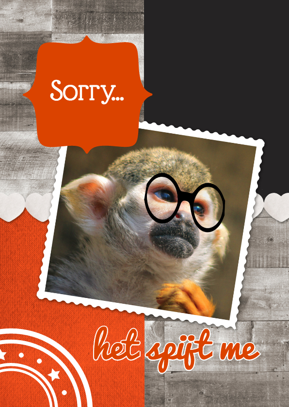 Het spijt me aap - DH - Sorry kaarten Sorry kaarten - Het spijt me aap - DH