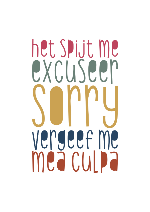 Sorry het spijt me - Sorry kaarten Sorry kaarten - Sorry het spijt me