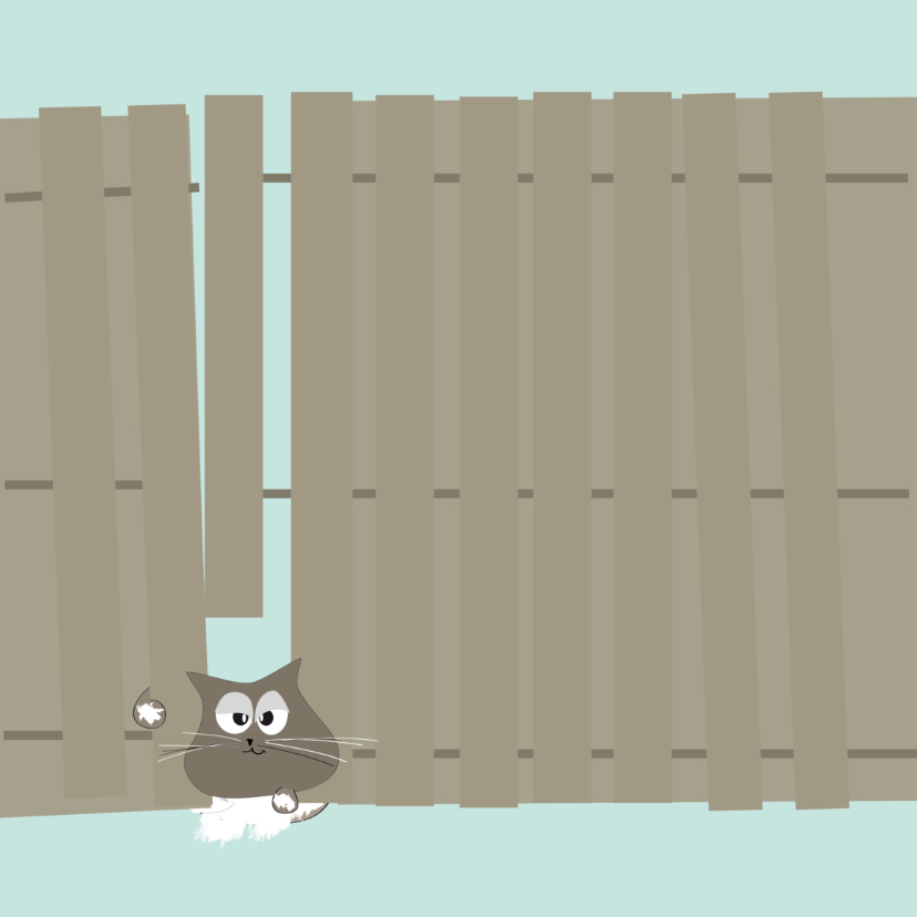 Grappige sterkte kaart met kat klem tussen schutting - Sterkte kaarten Sterkte kaarten - Grappige sterkte kaart met kat klem tussen schutting