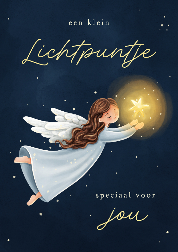Liefdevolle sterkte kaart engel met ster lichtpuntje - Sterkte kaarten Sterkte kaarten - Liefdevolle sterkte kaart engel met ster lichtpuntje