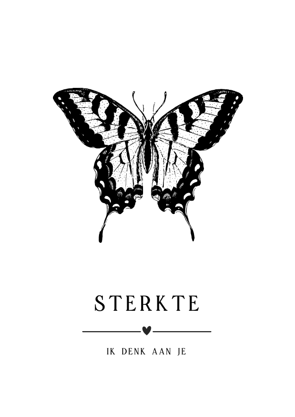 Sterkte kaarten - Moderne sterktekaart met een zwart-witte vlinder