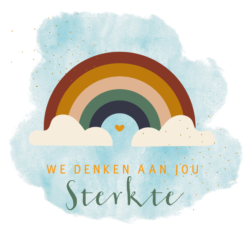 Sterkte kaarten - Rouwkaart sterkte met illustratie kleurrijke regenboog