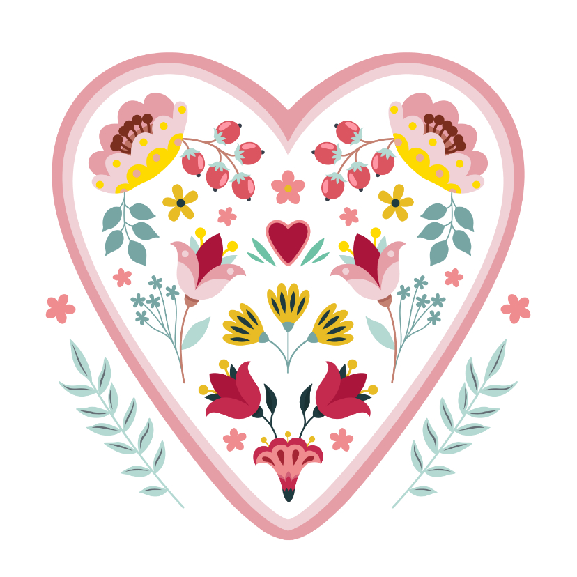 Sterkte kaarten - Sterkte en medeleven wenskaart met hart en bloemen