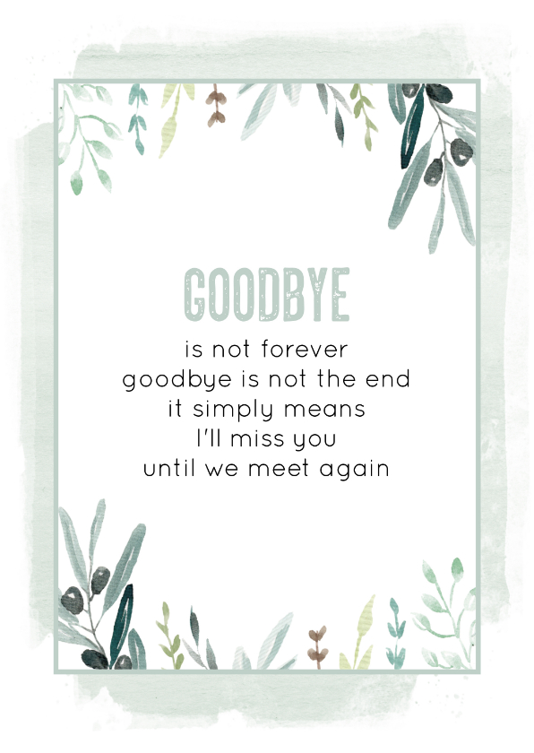 Sterkte kaarten - Sterkte kaart Goodbye