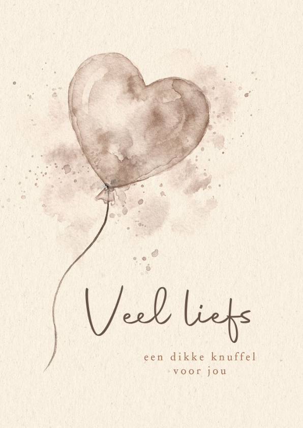 Sterkte kaarten - Sterkte kaart hart ballon aquarel beige