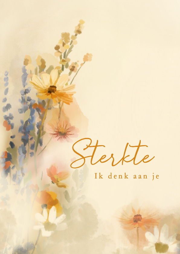 Sterkte kaarten - Sterkte kaart met zachte aquarel bloemen