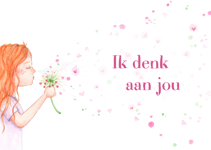 Sterkte kaart paardenbloem met hartjes - Sterkte kaarten Sterkte kaarten - Sterkte kaart paardenbloem met hartjes