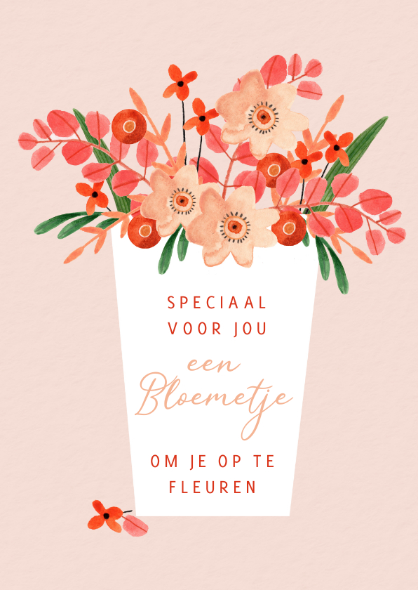 Sterkte kaarten - Sterkte kaart roze bloemen in een vaas