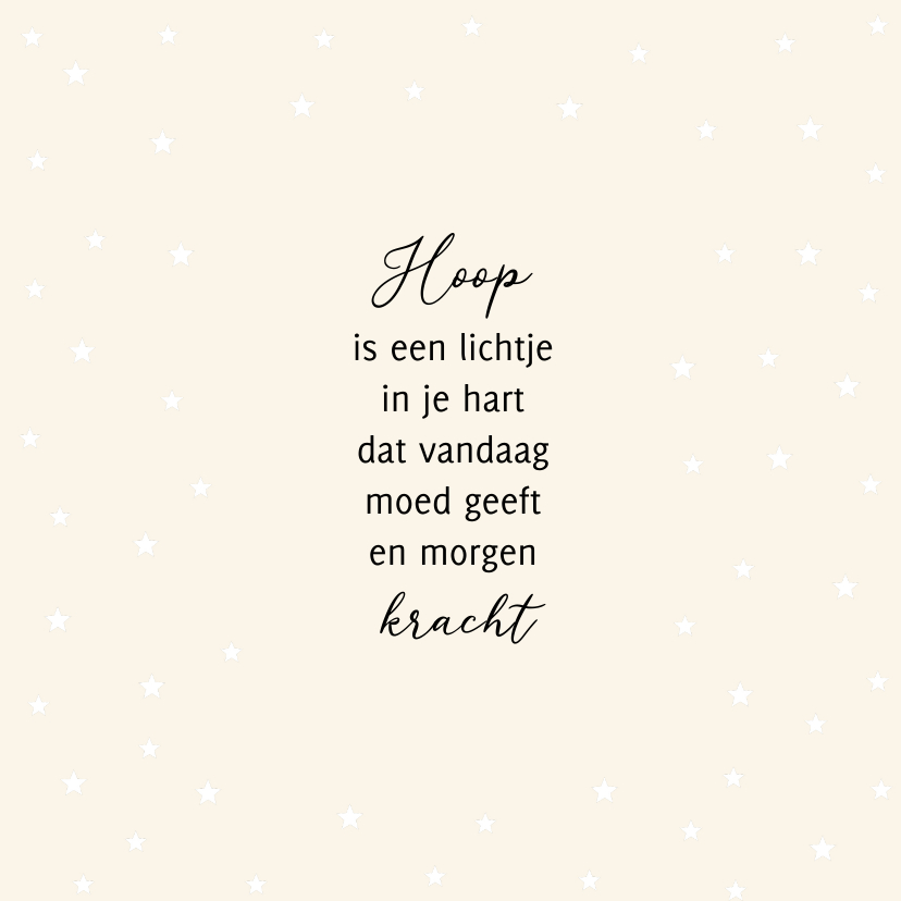 Sterkte kaarten - Sterkte kaartje Hoop met sterretjes