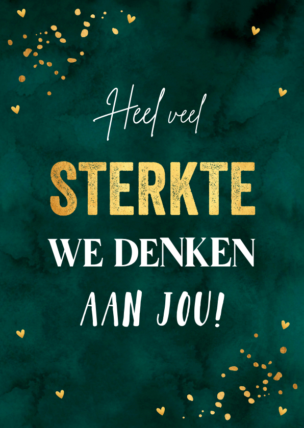 Sterkte kaarten - Sterktekaart donkergroen typografie confetti goudlook