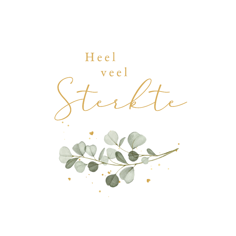 Sterkte kaarten - Sterktekaart eucalyptus takje stijlvol hartjes condoleance