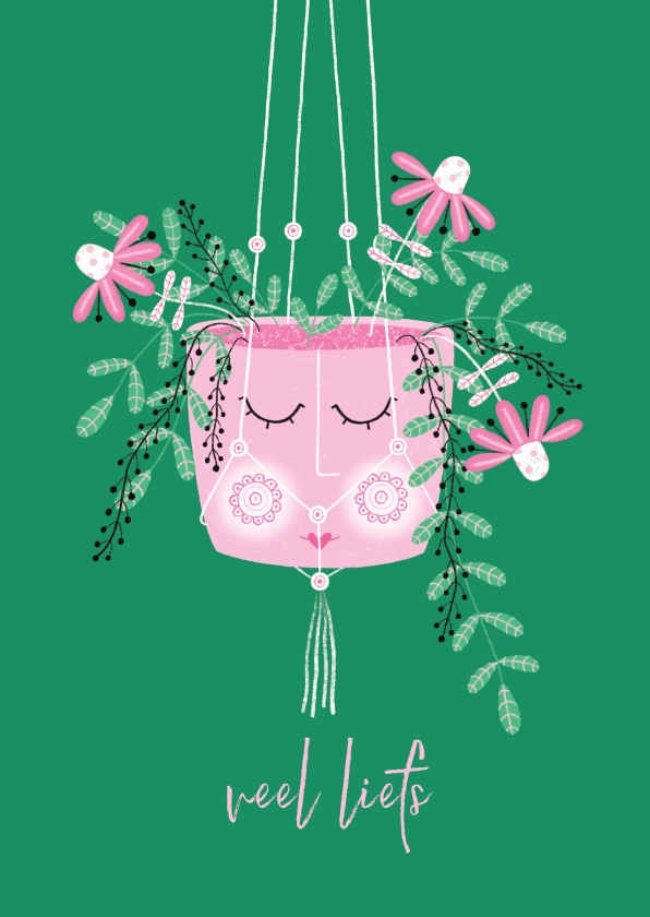 Sterkte kaarten - Sterktekaart hangplant roze bloemen