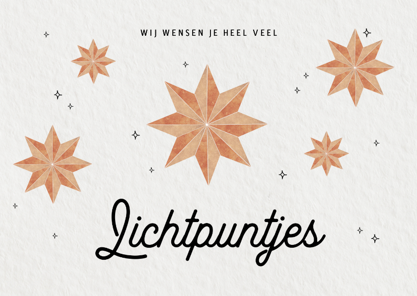 Sterkte kaarten - Sterktekaart lichtpuntjes met sterren papierlook
