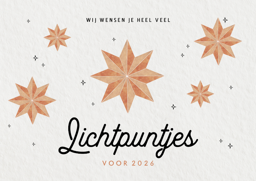 Sterktekaart lichtpuntjes voor 2026 met sterren papierlook - Sterkte kaarten Sterkte kaarten - Sterktekaart lichtpuntjes voor 2026 met sterren papierlook