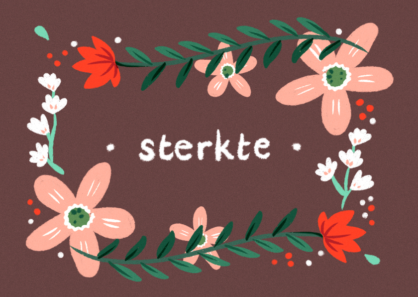 Sterkte kaarten - Sterktekaart met bloemenrand