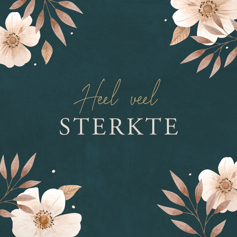 Sterkte kaarten - Sterktekaart met getekende bloemen