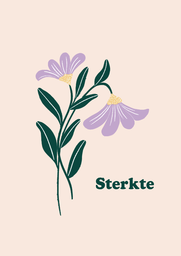 Sterkte kaarten - Sterktekaart met hangende paarse bloem