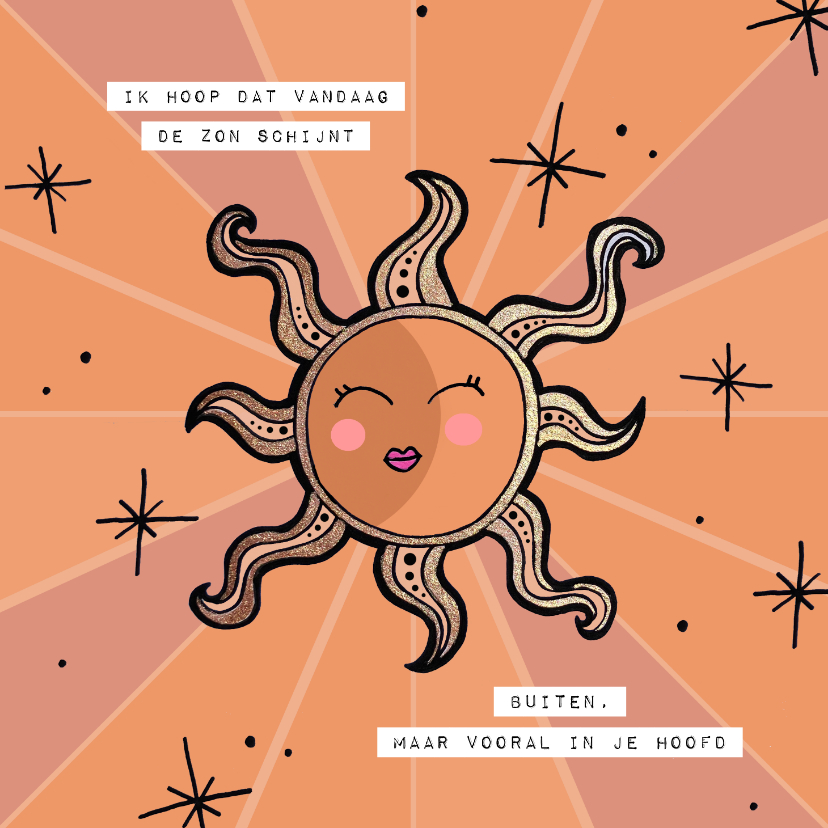 Sterkte kaarten - Sterktekaart opbeurend met gouden zon