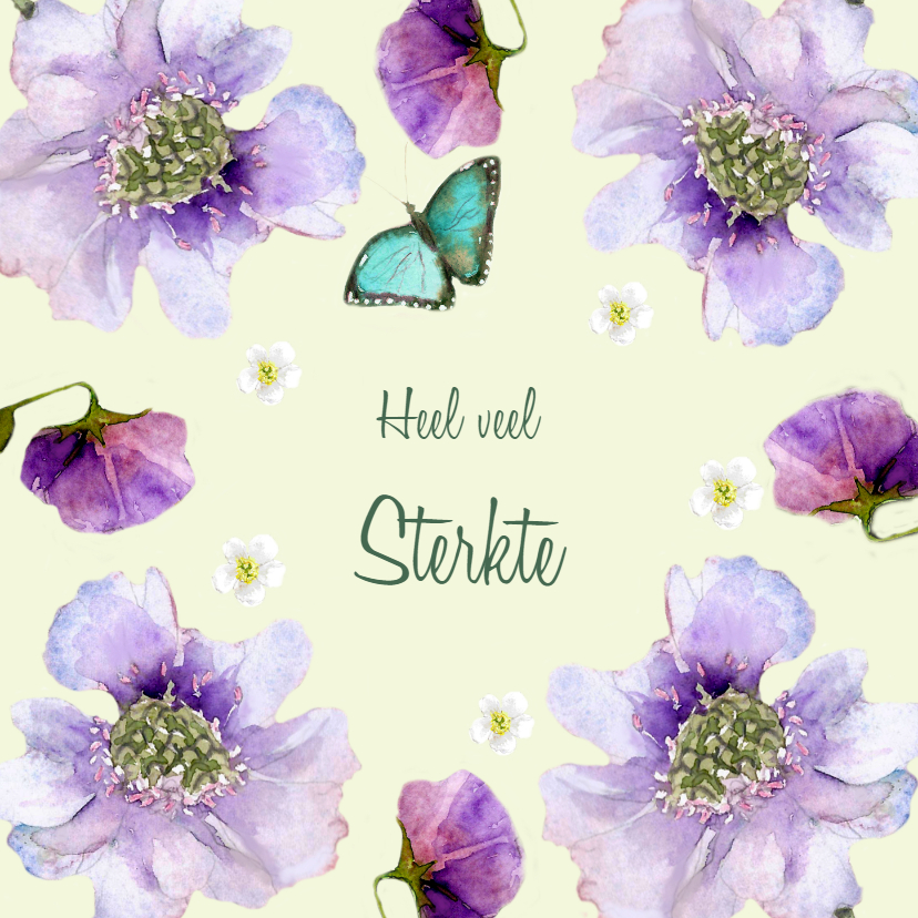Sterktekaart Paarse bloemen - Sterkte kaarten Sterkte kaarten - Sterktekaart Paarse bloemen