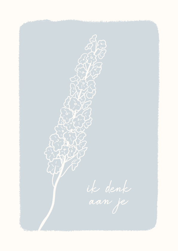 Stijlvolle sterkte kaart lichtblauw met bloem ik denk aan je - Sterkte kaarten Sterkte kaarten - Stijlvolle sterkte kaart lichtblauw met bloem ik denk aan je