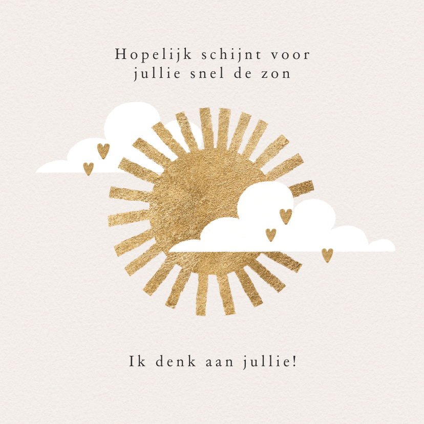 Sterkte kaarten - Trendy sterktekaart zonnestralen goud wensouders