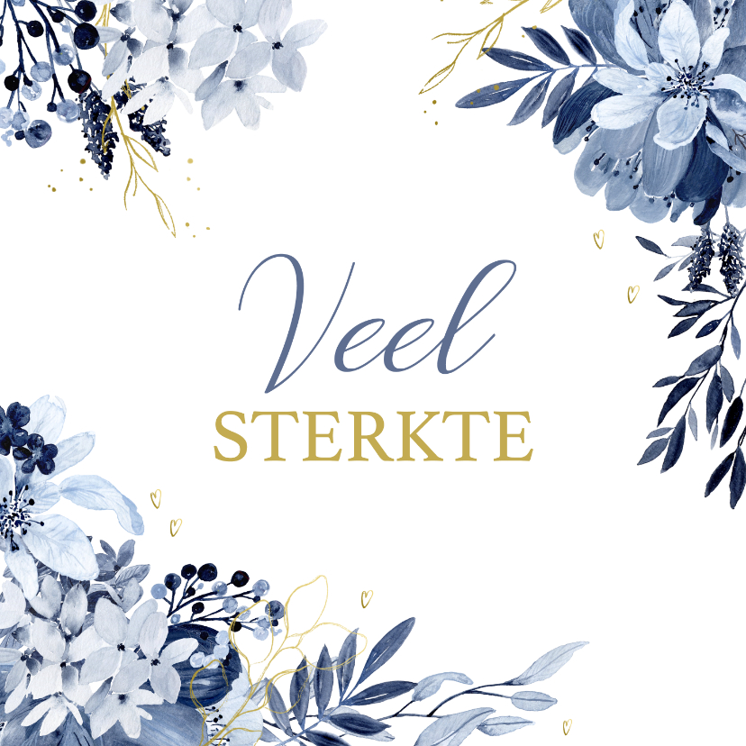 Sterkte kaarten - Veel liefs kaart Delfts blauwe bloemen