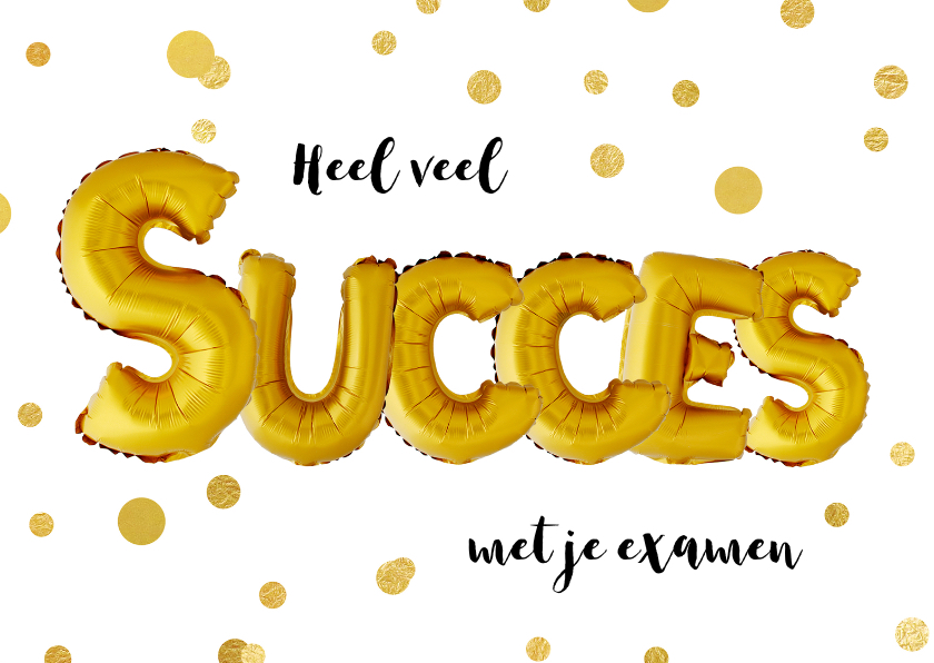 Succes examen ballon goud confetti - Succes kaarten Succes kaarten - Succes examen ballon goud confetti