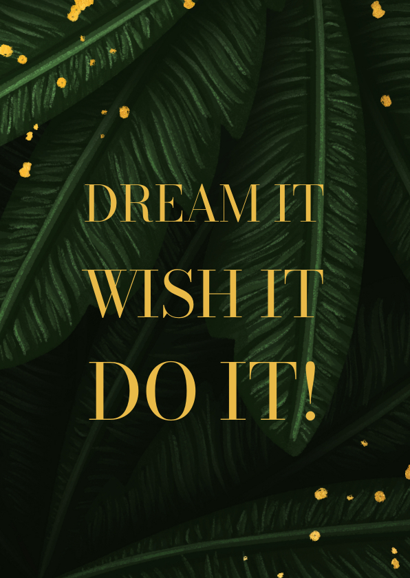 Succes jungle bladeren met quote - Succes kaarten Succes kaarten - Succes jungle bladeren met quote