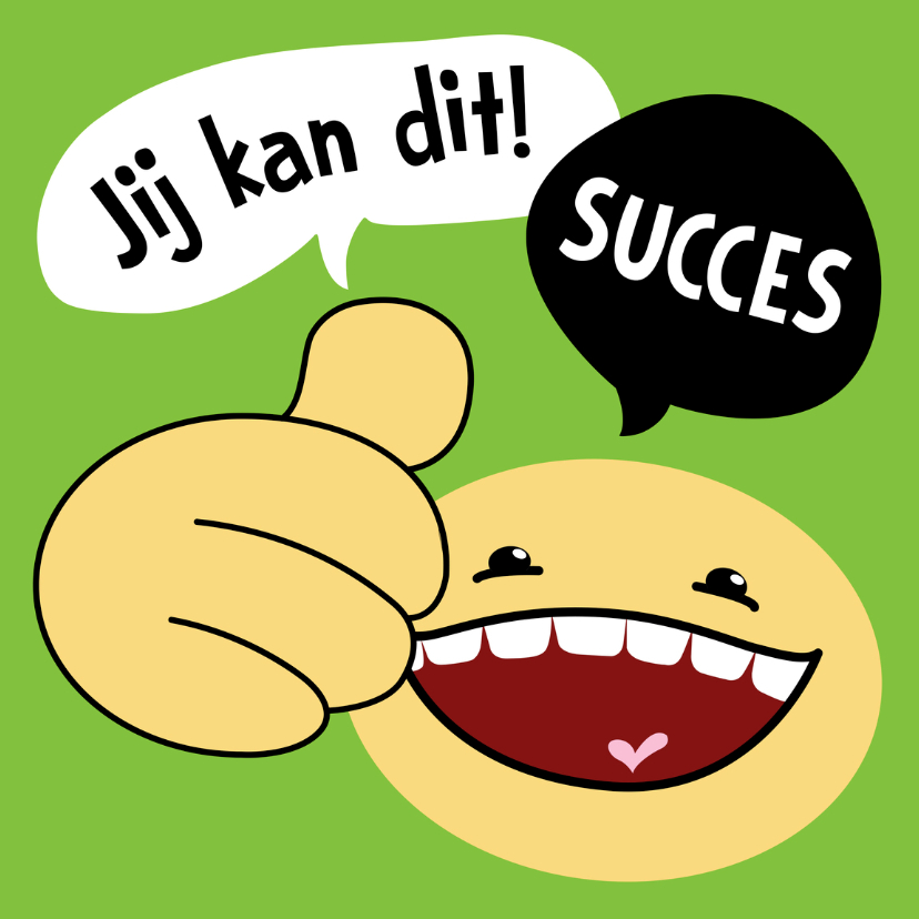 Succeskaart smiley duim omhoog - Succes kaarten Succes kaarten - Succeskaart smiley duim omhoog