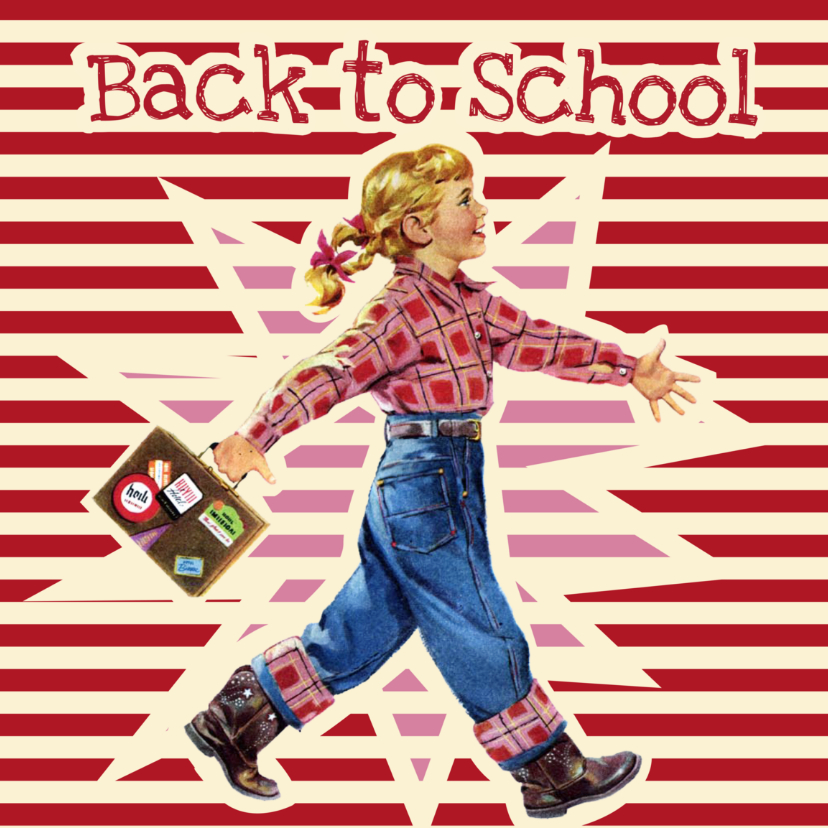Vintage Back to school meisje - Succes kaarten Succes kaarten - Vintage Back to school meisje