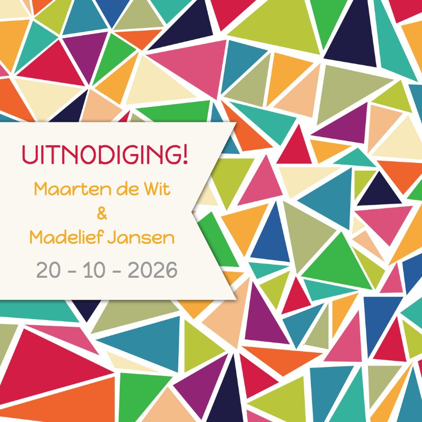 3hoek uitnodiging kleur - DH - Trouwkaarten Trouwkaarten - 3hoek uitnodiging kleur - DH