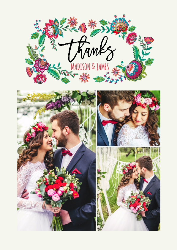 Bedank kaartje Boho bloemen - Trouwkaarten Trouwkaarten - Bedank kaartje Boho bloemen